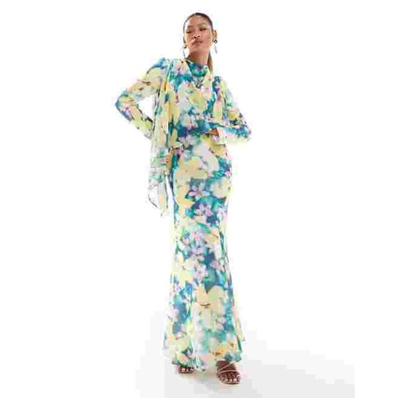 Daska long sleeve maxi dress floral 2 - Picture 1 of 15